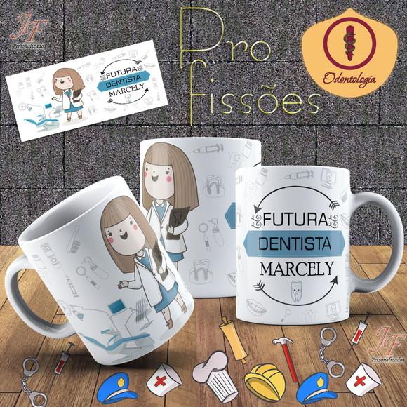 01 Caneca Cerâmica 350 ml Personalizada Curso Odontologia