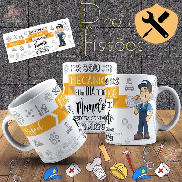 01 Caneca Cerâmica 350 Ml Personalizada Mecânico