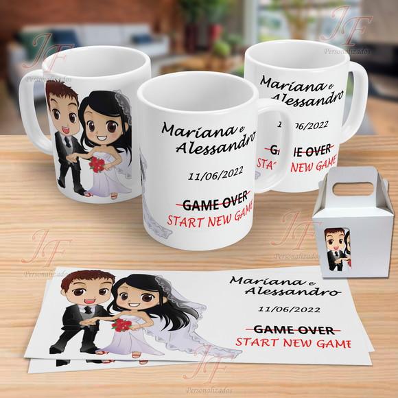 01 Caneca Cerâmica Personalizada Chá Bar New Game