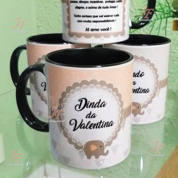 01 Caneca Cerâmica Personalizada Dinda ou Dindo