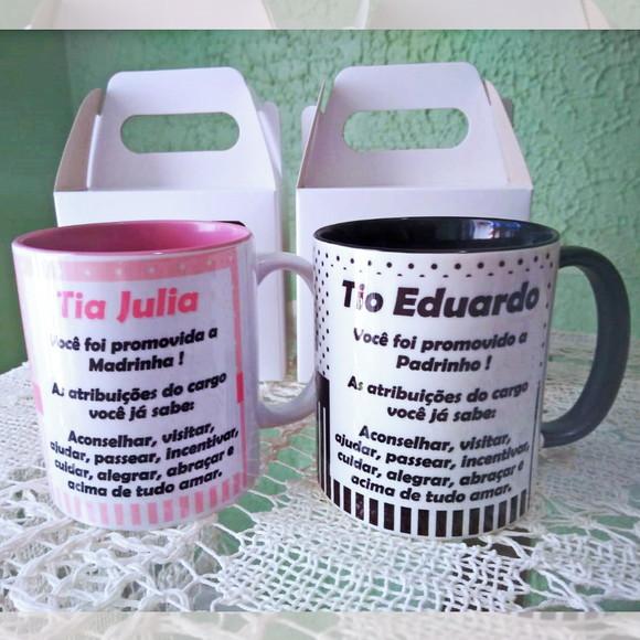 01 Caneca Cerâmica Personalizada Dinda ou Dindo