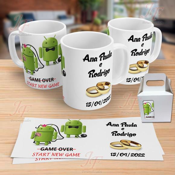 01 Caneca Cerâmica Personalizada Noivos Chá de Panela