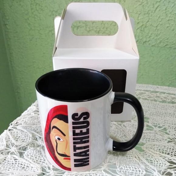 01 Caneca em Cerâmica 350 ml Personalizada A Casa de Papel