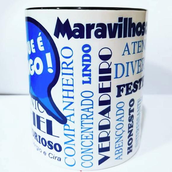 01 Caneca em Cerâmica 350 ml Personalizada Amiga Amigo