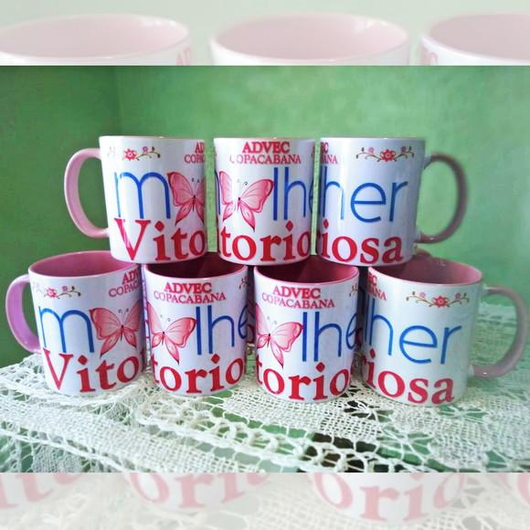 01 Caneca em Cerâmica 350 ml Personalizada Mulher Vitoriosa
