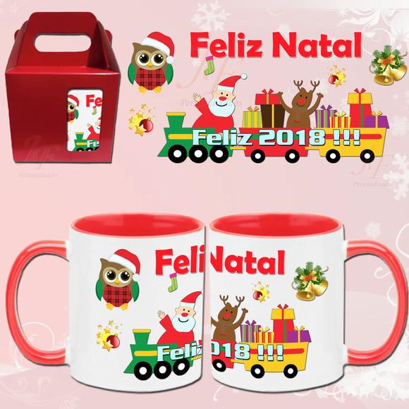 01 Caneca em Cerâmica 350 ml Personalizada Natal