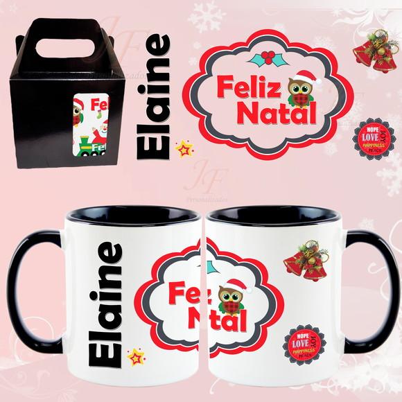 01 Caneca em Cerâmica 350 ml Personalizada Natal