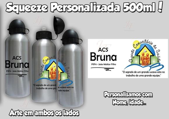 01 Squeeze Alumínio 500 Ml Personalizada Agente Comunitário