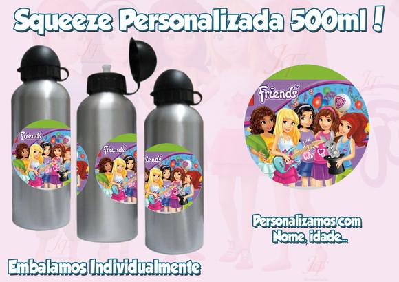01 Squeeze Garrafinha 500 ml Personalizada Lego Friends