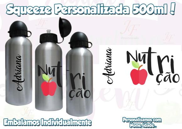 01 Squeeze Garrafinha 500 ml Personalizada Nutricionista