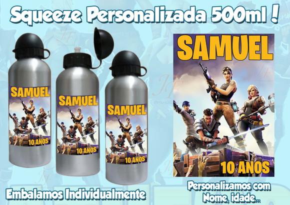01 Squeeze Garrafinha Alumínio 500 Ml Personalizada Fortnite