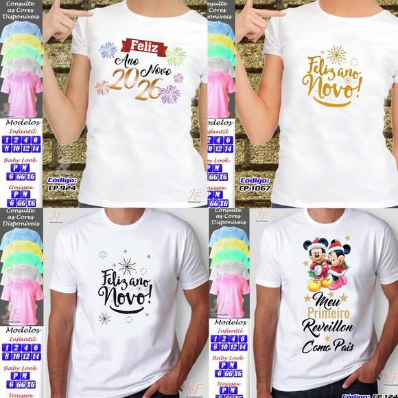 03 Camisetas Personalizadas Reveillon Feliz Natal Ano Novo