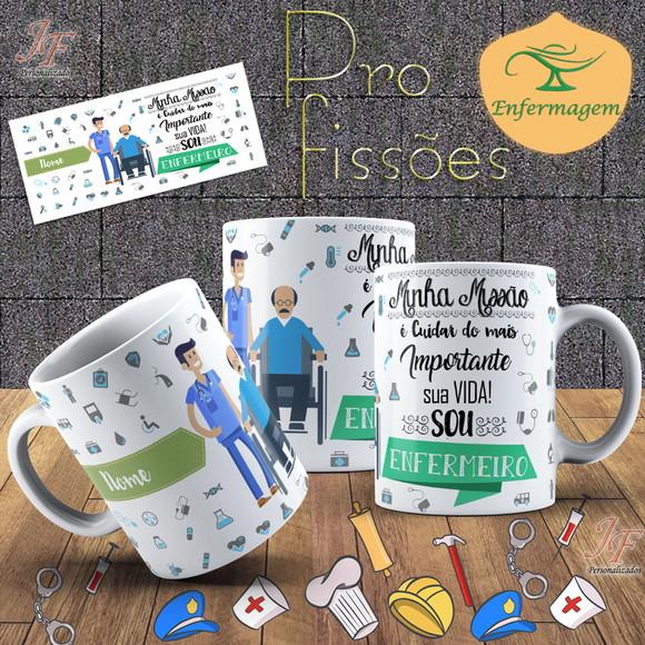 10 Canecas Cerâmica 350 ml Personalizada Curso Enfermagem
