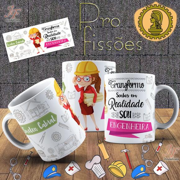 10 Canecas Cerâmica 350 ml Personalizada Curso Engenharia