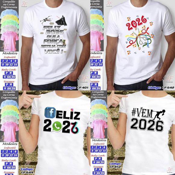 20 Camisetas Personalizadas Feliz Natal Reveillon Ano Novo