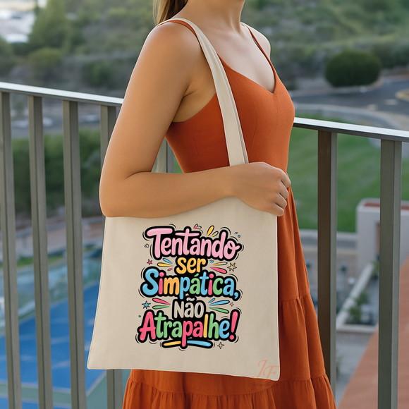 Bolsa Ecobag Algodão Cru Frases Motivacionais 30 x 30 cm