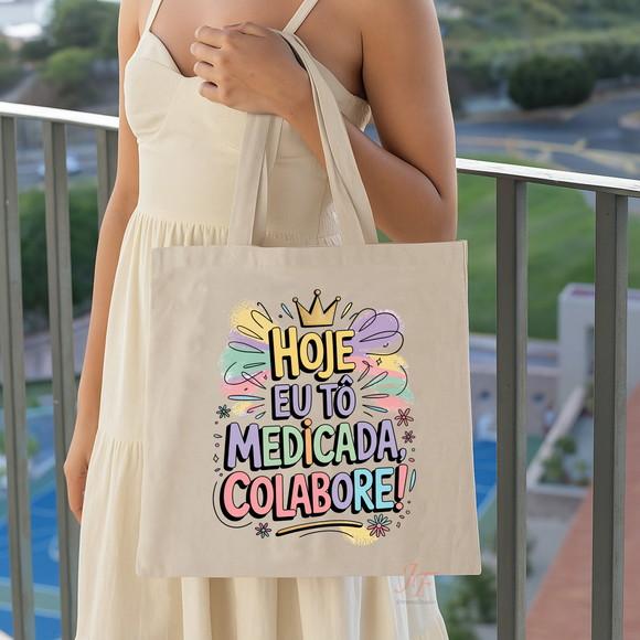Bolsa Ecobag Algodão Cru Frases Motivacionais 30 x 30 cm