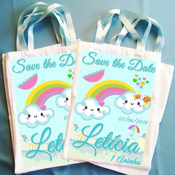 Bolsinha Ecobag Personalizada Chuva de Bençãos Chuva de Amor