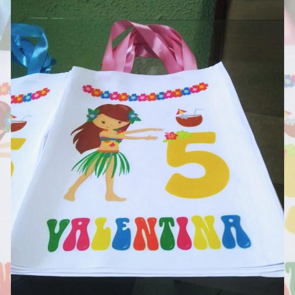 Bolsinha Ecobag Personalizada Festa Tropical Hula Hula Luau