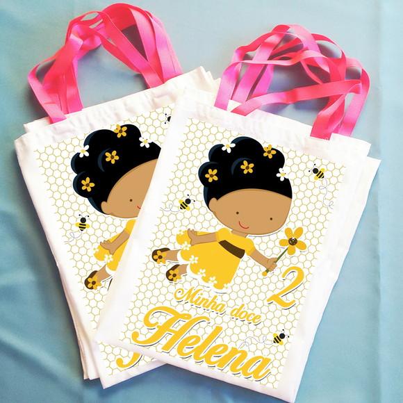 Bolsinha Ecobag Sacolinha Personalizada Abelhinha