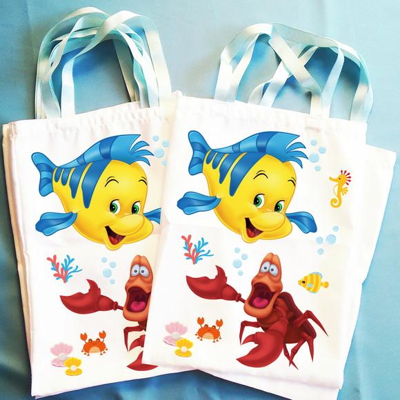 Bolsinha Ecobag Sacolinha Personalizada Ariel Pequena Sereia