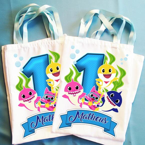 Bolsinha Ecobag Sacolinha Personalizada Baby Shark
