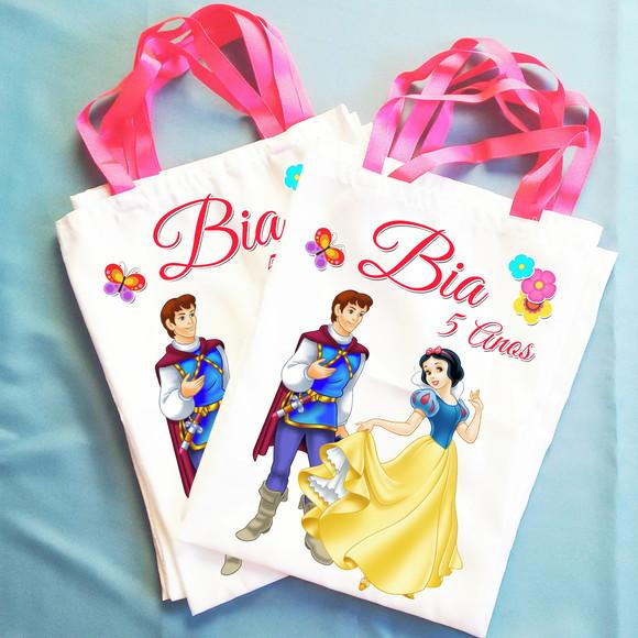 Bolsinha Ecobag Sacolinha Personalizada Branca de Neve