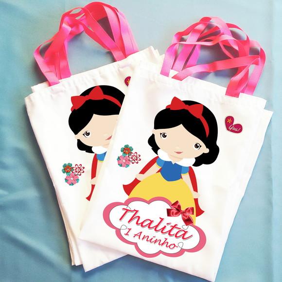 Bolsinha Ecobag Sacolinha Personalizada Branca de Neve