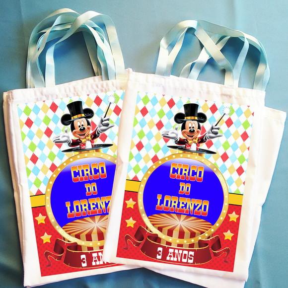 Bolsinha Ecobag Sacolinha Personalizada Circo do Mickey