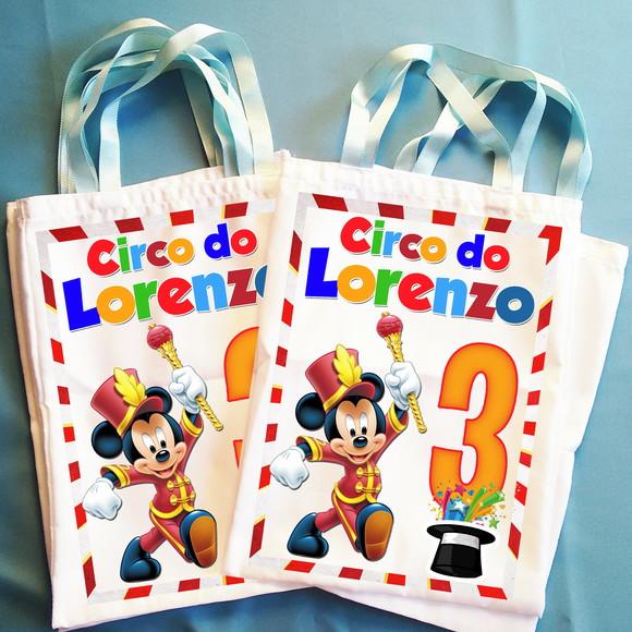 Bolsinha Ecobag Sacolinha Personalizada Circo do Mickey