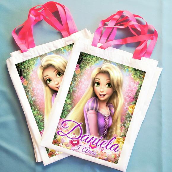 Bolsinha Ecobag Sacolinha Personalizada Enrolados Rapunzel