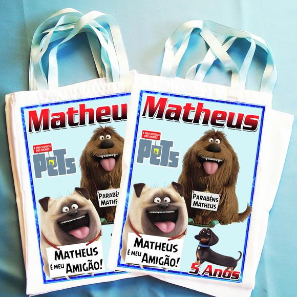 Bolsinha Ecobag Sacolinha Personalizada Filme Pets