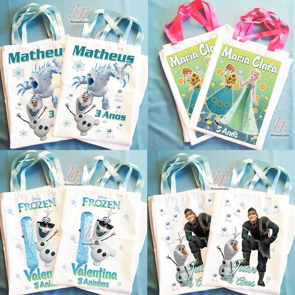 Bolsinha Ecobag Sacolinha Personalizada Frozen Fever