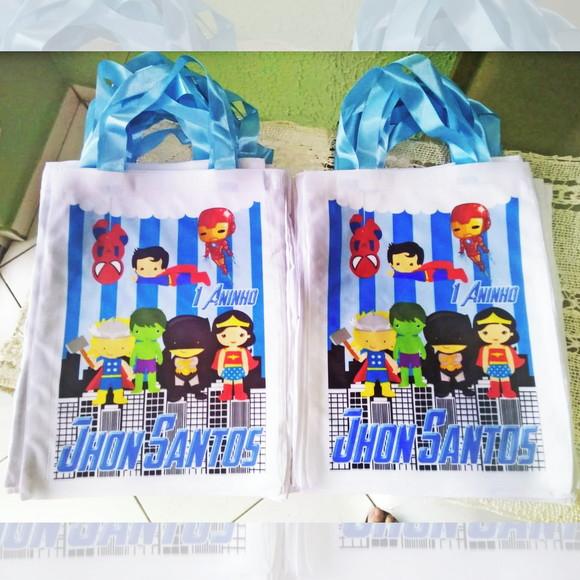 Bolsinha Ecobag Sacolinha Personalizada Heróis