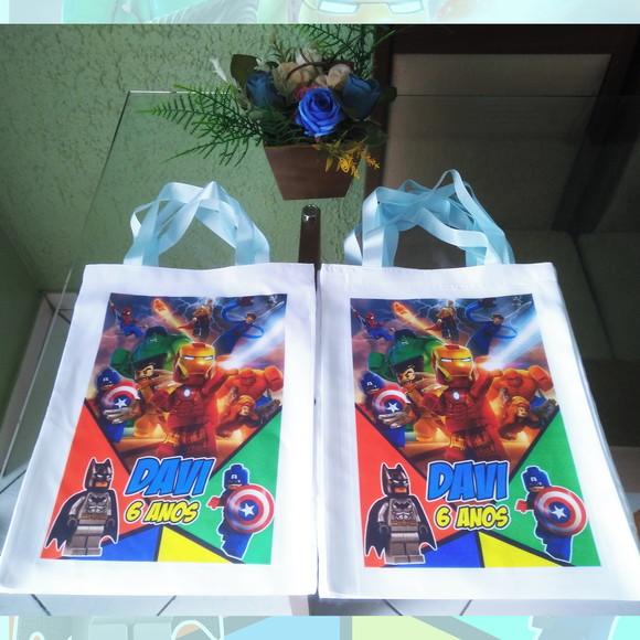 Bolsinha Ecobag Sacolinha Personalizada Heróis Vingadores