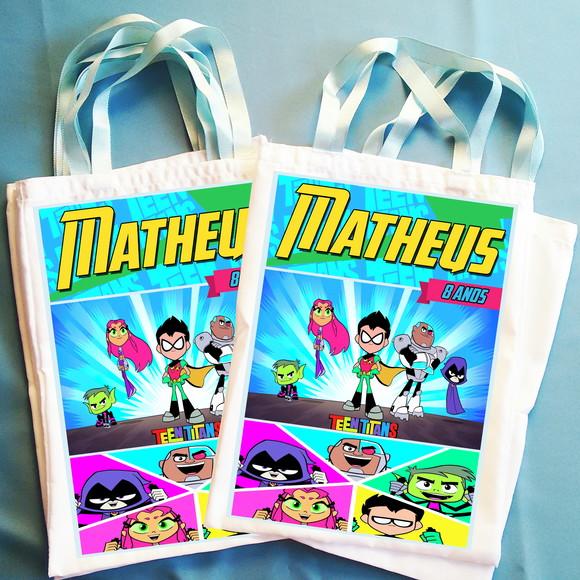 Bolsinha Ecobag Sacolinha Personalizada Jovens Titans