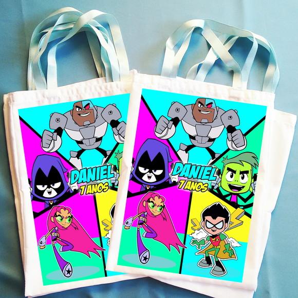 Bolsinha Ecobag Sacolinha Personalizada Jovens Titans