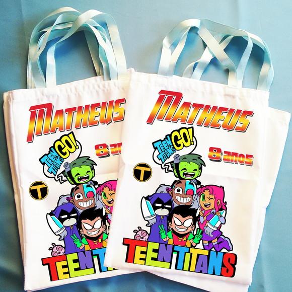 Bolsinha Ecobag Sacolinha Personalizada Jovens Titans