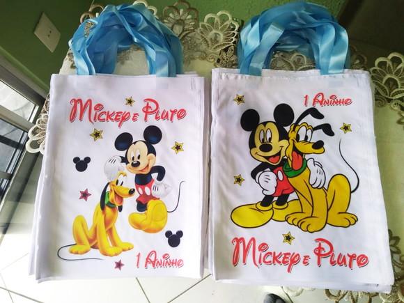 Bolsinha Ecobag Sacolinha Personalizada Mickey e Amigos