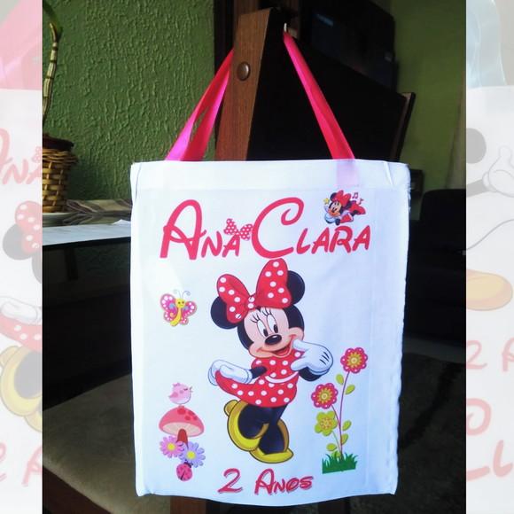 Bolsinha Ecobag Sacolinha Personalizada Mickey e Minnie