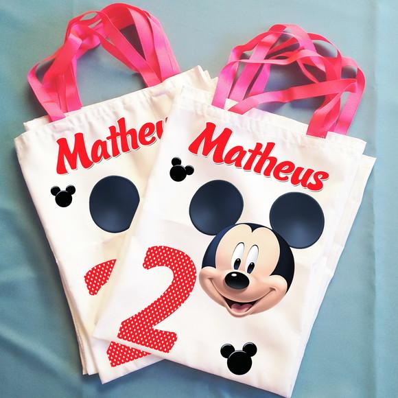 Bolsinha Ecobag Sacolinha Personalizada Mickey Mouse