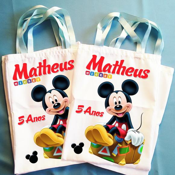 Bolsinha Ecobag Sacolinha Personalizada Mickey Mouse