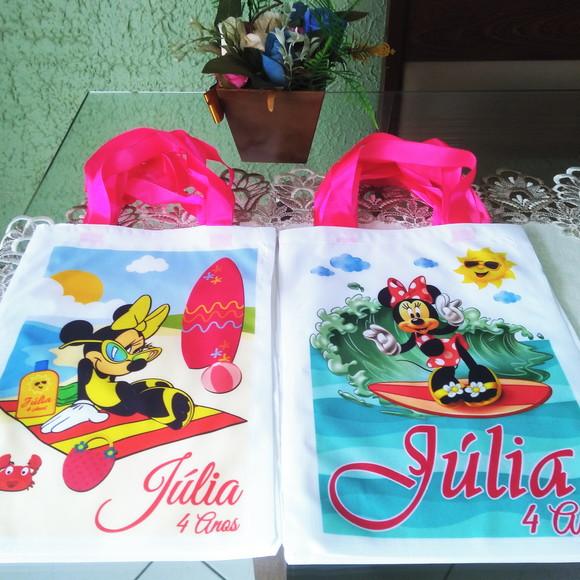 Bolsinha Ecobag Sacolinha Personalizada Minnie