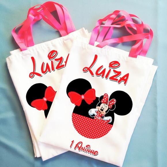 Bolsinha Ecobag Sacolinha Personalizada Minnie