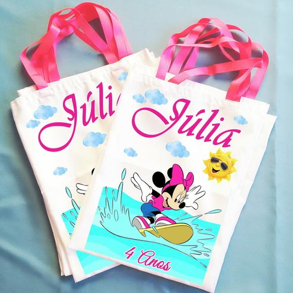 Bolsinha Ecobag Sacolinha Personalizada Minnie Praia