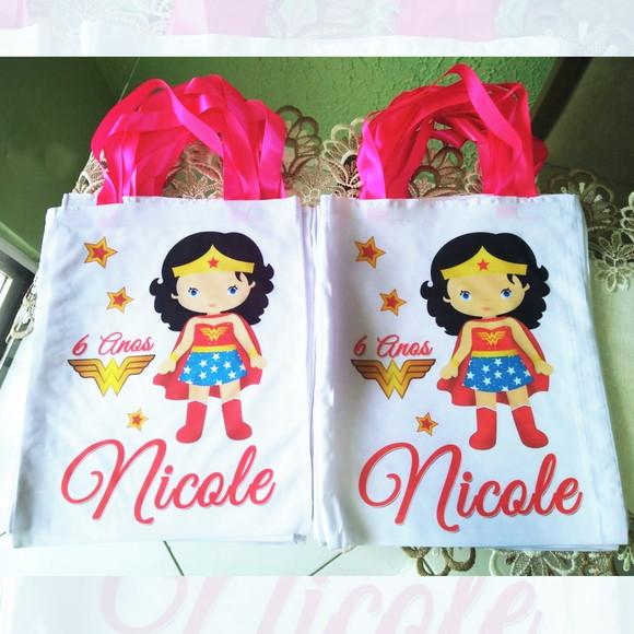 Bolsinha Ecobag Sacolinha Personalizada Mulher Maravilha