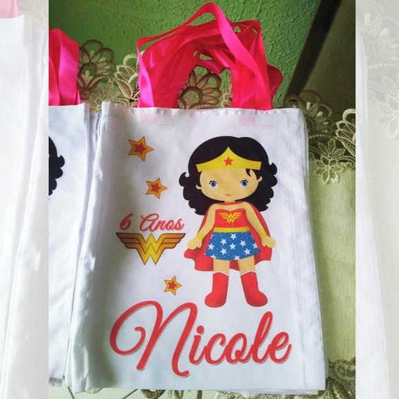 Bolsinha Ecobag Sacolinha Personalizada Mulher Maravilha