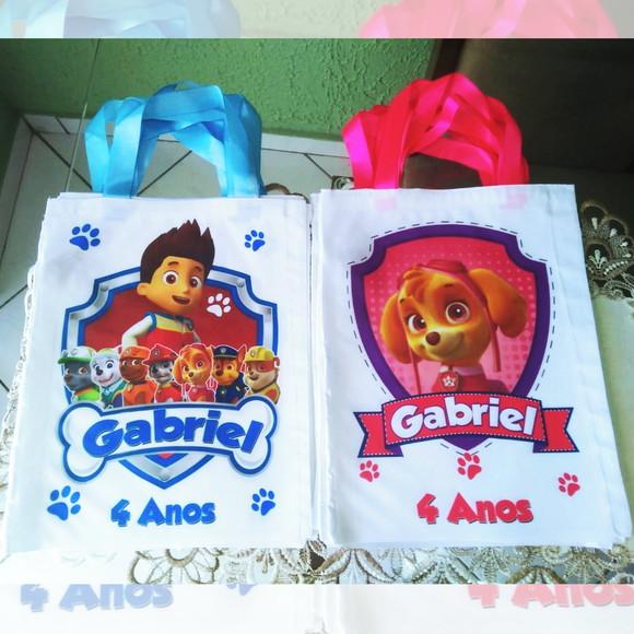 Bolsinha Ecobag Sacolinha Personalizada Patrulha Canina