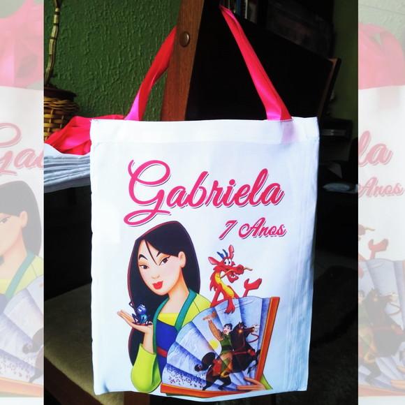 Bolsinha Ecobag Sacolinha Personalizada Princesa Mulan