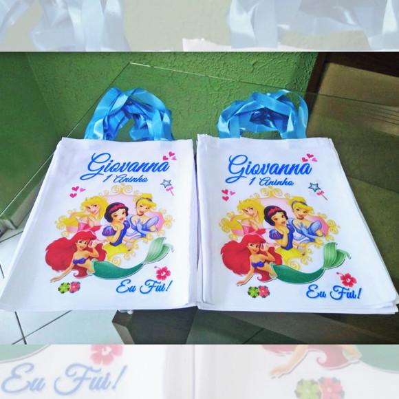 Bolsinha Ecobag Sacolinha Personalizada Princesas